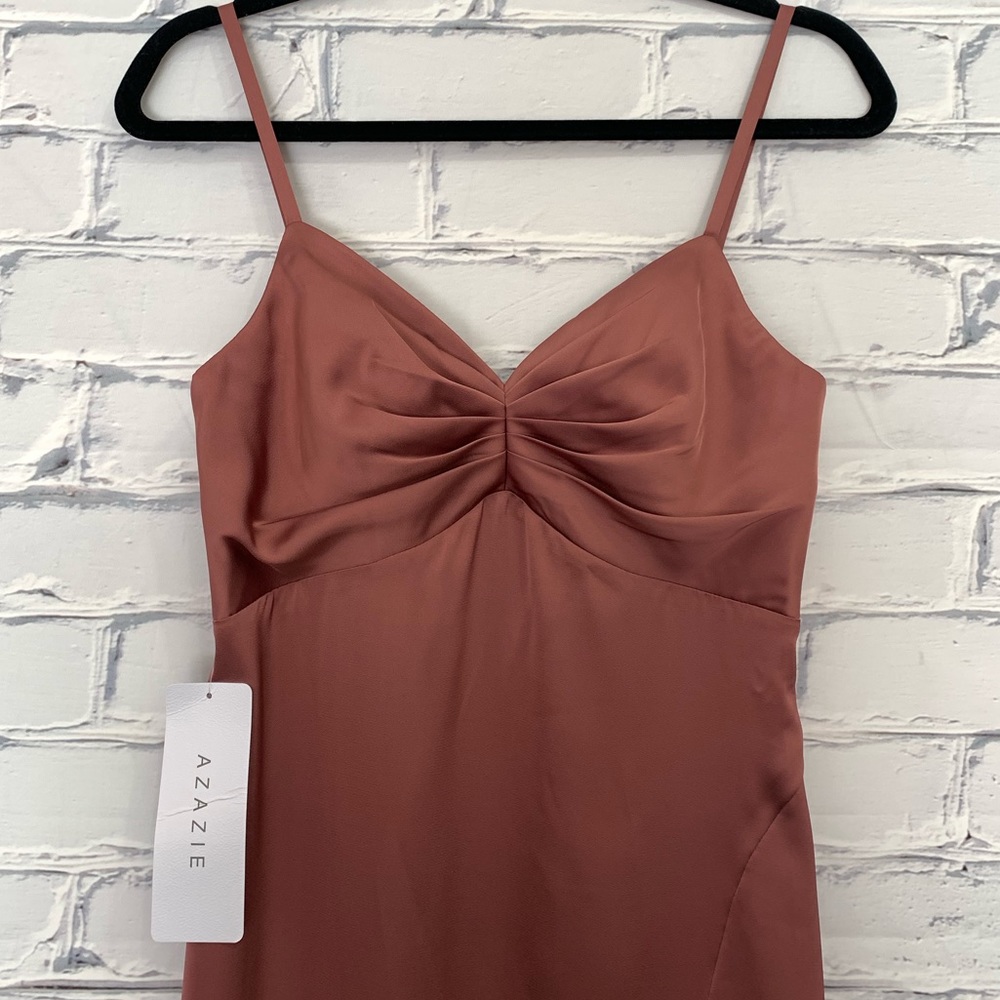 NWT AZAZIE Blush Pink linia stretch satin dress - Picture 4 of 7
